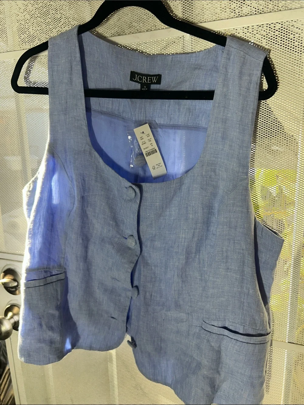J. Crew Powder Blue Linen Button-Front Vest